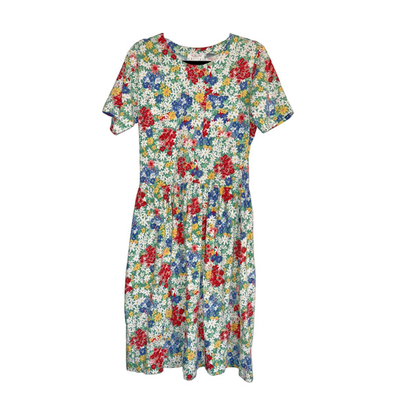Vintage‎ 90s Talbots Floral Drop Waist Dress Size 6 Short Sleeve Trendy Feminine - Picture 1 of 12
